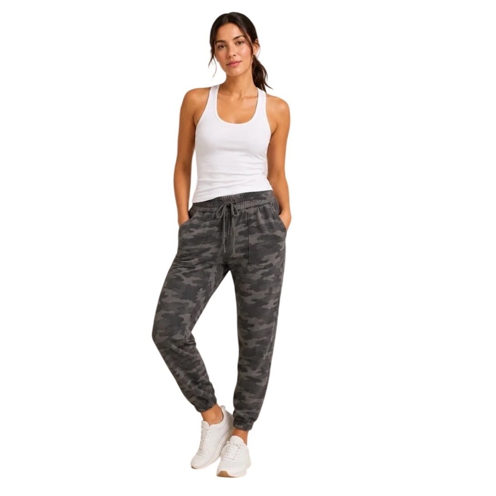 Athleta Farallon Camo Jogger Pants Size 4Tall Cotton Zip Pockets Ankle Zips